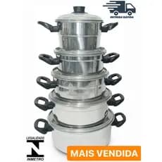 jogo kit 5 Panelas Caçarolas de Alumínio Polido - Tamanhos N 14 a N 22