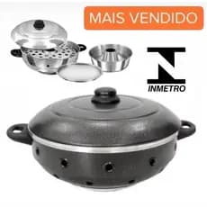 Churrasqueira Vigorosa Multiuso Para Fogão Faz Bolo Pão Pizza Grelhados Churrasco Polida Preta