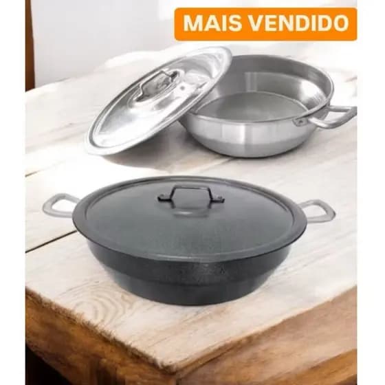 Tacho de Alumínio 8L 32cm com Tampa Modelo Craquelado ou Polido Premium