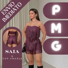 Conjunto Feminino Tomara que Caia Franja Modinha Blogueira Festa Short Curto Country