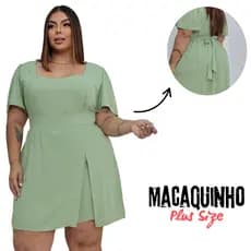Macaquinho Feminino  Plus Size Short Saia Elegante Confortável Tecido em Duna Macaquinho Soltinho