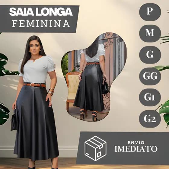 Saia Feminina Longa Godê Moda Evangélica Tecido Premium Não Amassa Cintura Alta Elegante Social