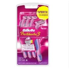 Aparelho de Depilar Descartável Feminino Gillette Prestobarba3 - 4 Unidades