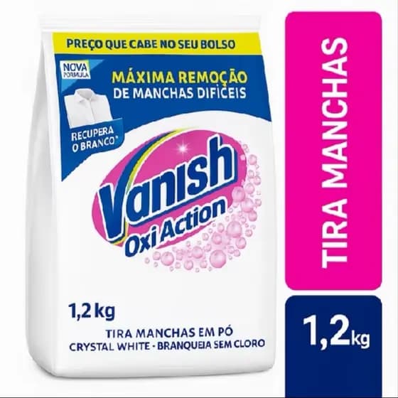 VANISH OXI ACTION CRISTAL WHITE 1,2 Kg - Tira Mancha em pó