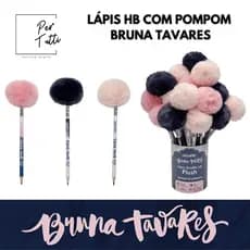 Lápis Grafite HB Resina com Pompom Bruna Tavares kit Lapis de Escrever