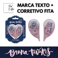 Fita Corretiva + Marca Texto Fita 5mm x 5m Bruna Tavares - Blister