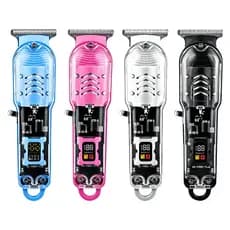 Máquina De Cortar Cabelo Profissional Smart Lcd Barbeador Elétrico Transparente Sem Fio Para Homens