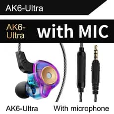 Fones de ouvido esportivos para corrida com controle de linha e microfone Qkz Ak6 Ultra Gamer Músico Com Case REAL