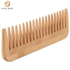 Pente De Madeira Maciça Grosso Dente Largo Portátil Estilo Massagem Anti-Estático Cabelo Sem Alça Cabeleireiro