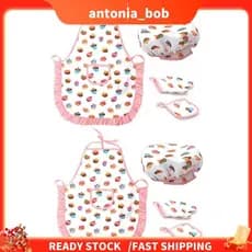 Conjunto De Cozinha E Cozimento Infantil , 8 Peças , Inclui Avental Para Meninas , Chapéu De Chef , Crianças Pequenas