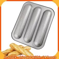 Assadeiras Baguett Pan Pão Francês Molde 3 Cavidade Assadeira Antiaderente Longo Torrada Bolo Bakeware Para Forno