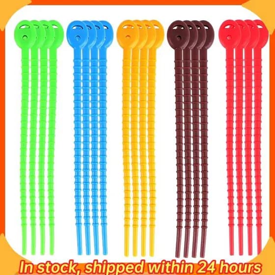 [hobbes1] 20 Peças De Abraçadeiras De Silicone , Laços Zip , Clipes De Vedação De Saco De Pão Torcidos De Borracha Para