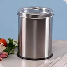 Lixeira Inox 6,3L com Tampa Basculante Polida – 20x23cm Cozinha Banheiro Escritório