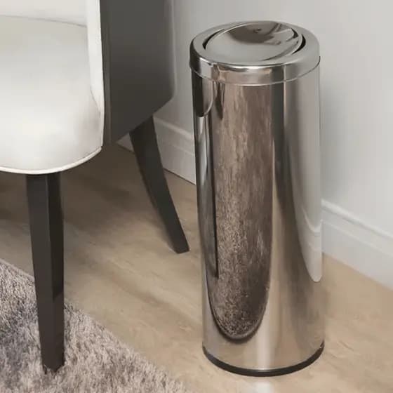 Lixeira Inox Com Tampa Basculante 16 Litros Cesto De Lixo Martinazzo
