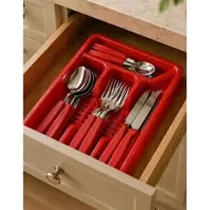 Faqueiro 25 Peças Inox Facas Garfos Colheres e Organizador de Gaveta Talheres Kit Cozinha GP6