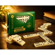 JOGO DE DOMINÓ BRINQUEDO EDUCATIVO 28 PEÇAS COM ESTOJO PORTÁTIL JOGO DE MESA FAMÍLIA E LAZER GP6