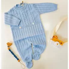 Macacão de Bebê Trançado Roupa em Tricot Ursinho Saída Maternidade Recém Nascido Menina Menino