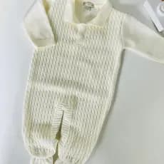 Macacão bebê liso Roupa Tricot Branco Saída Maternidade Moda Infantil Menino Menina Polo