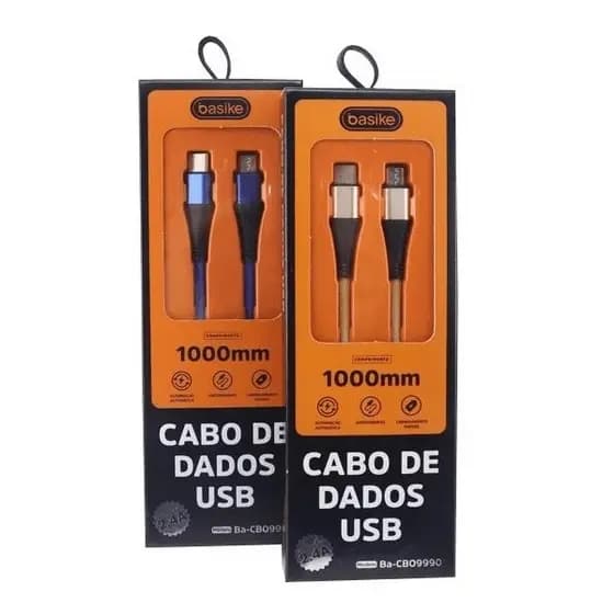 Cabo USB Duplo Micro-V8 x Tipo-C Basike