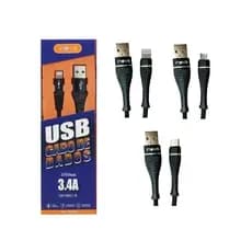 Cabo USB 1M Lightning / Micro-V8 / Tipo-C 3.4A Inova