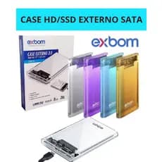 Case Hd Externo 2.5 Adaptador SSD/HD Notebook Sata Usb 3.0 Case Colorido Transparente/Preto Exbom