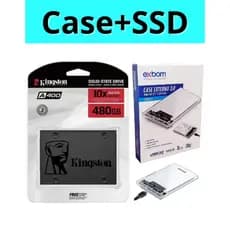 SSD 480gb/960gb/240gb Kingston Sata 2.5" + Case Externo Transparente HD/SSD 3.0 Ultra Rápido Exbom