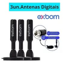 Antena Digital TV HDTV/UHF Smart TV Interno/Externo Base Imã Exbom Conector Coaxial
