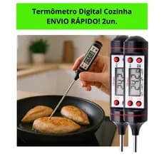 Termômetro Digital Alimentos/Óleo, Doce, Água e Carne com Sonda Precisa e Tela LCD Leituras Rápidas