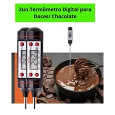 Termômetro Digital Culinária Óleo, Doce, Água e Carne com Sonda Precisa e Tela LCD Leituras Rápida