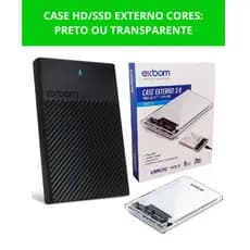 Case Externo de Gaveta HD/SSD 2,5 SATA 3 Usb 3.0 para Ps4/Xbox/Notebook Preto e Transparente Exbom