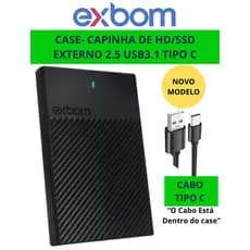 Case HD/SSD Capinha Externo 3.1 Ultra Rápido Sata Tipo C Notebook/PS4/ PC Preto/Transparente Exbom