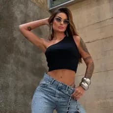 CROPED MULA MANCA COM UM OMBRO SÓ LANÇAMENTO MODA ESTILOSO NULA MANGA
