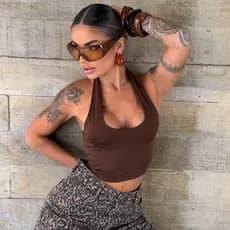 Blusa Feminina Top Cropped  2 em 1  Decote Frente Única Costas Nua Verão