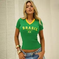 Camisa Brasil  BabyLook Feminina
