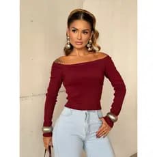 Blusa Feminina de Manga Longa  Meia  Estação Blusinha Manga Comprida