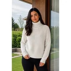 Blusa Feminina Tricot Gola Alta Manga Longa Fang Basica Inverno
