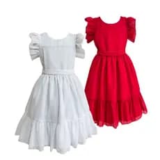 Vestido Organza Cristal  Babados - Modelo Brilhante para Festas, Natal e Ano Novo
