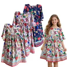 Vestido Infantil Tucano – Estampa Tropical para Passeios e Festas