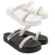 Kit 2 Pares Papete Sandalia Birken Slide Tratorada Feminina Para Mulheres Brilhante