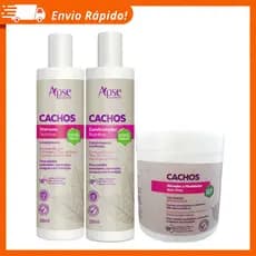 Kit Apse 3 itens Shampoo, Condicionador e Ativador Modelador Creme de Pentear CACHOS - Apice