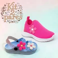 Kit 2 Pares Papete+Tenis calce facil Infantil Volta as Aulas