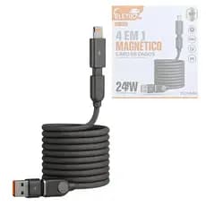 Cabo de Dados Magnético 4 em 1 Conexão TURBO 1,5 Metros 240W  3138