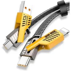 Carregador turbo 65W cabo 4 em 1 universal iPhone, Samsung, Motorola, Xiaomi,  tipo C + Lightning.