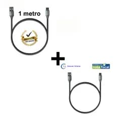 KIT 2 Cabos USB C Tipo C -  Carregamento Turbo  com Transferência de Dados Compatível com Controle