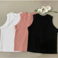 Cropped Malha Canelada Blusa Feminina Moda Verão Camiseta Regatinha Básica Diversas Cores Regata