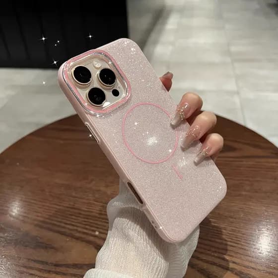 CAPA DURA  BRILHO COM MAGSAFE PARA IPHONE 11 12 13 14 15 16 Pro Max