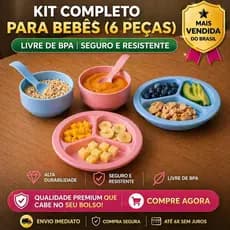 Kit Alimentação Bebê com Pratinhos e Potinhos e Colheres Infantil total de 6 peças