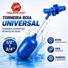 Torneira Bóia Universal para Caixa de Água Rosca Externa Um e Meio e Três Quartos Valeplast