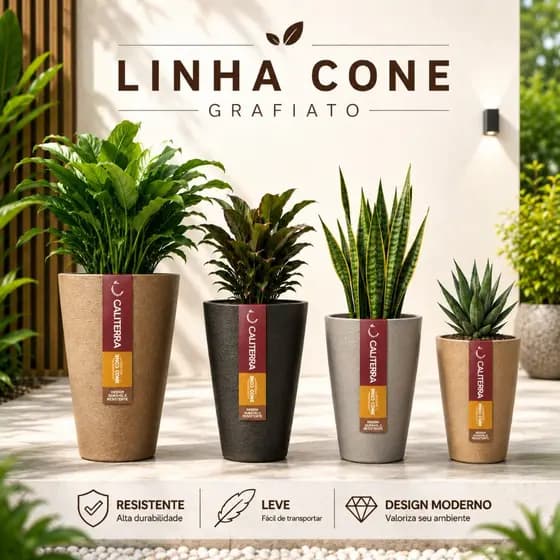 Vaso Decorativo CONE GRAFIATO