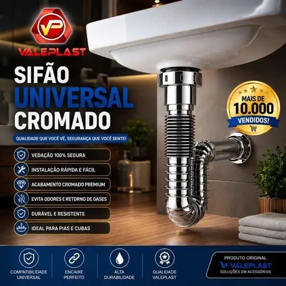 Sifão Sanfonado Universal Flexível Cromado Ajustável Branco Preto Pia Cuba Lavatório Tanque Cozinha Banheiro